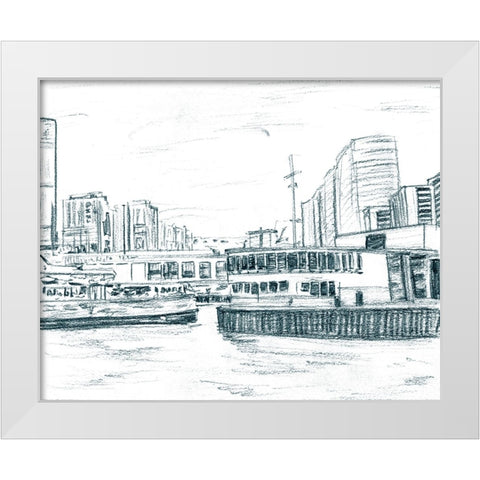 Ferryboats III White Modern Wood Framed Art Print by Wang, Melissa