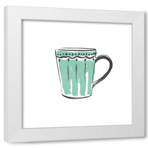 Coffee Kitsch V White Modern Wood Framed Art Print by Vess, June Erica