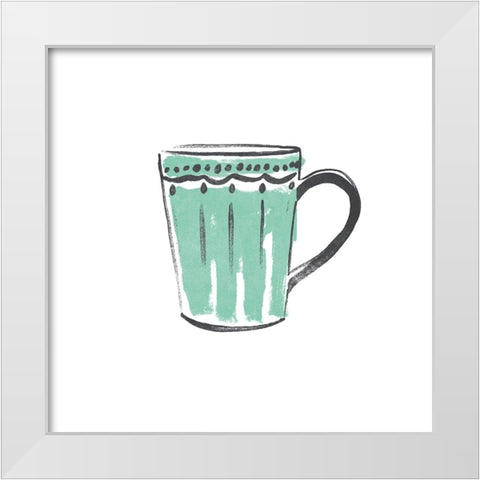 Coffee Kitsch V White Modern Wood Framed Art Print by Vess, June Erica