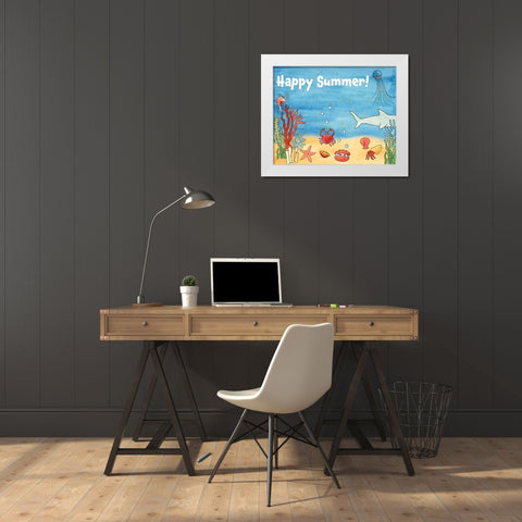 Cute Sea Creatures I White Modern Wood Framed Art Print by Longley, Alicia