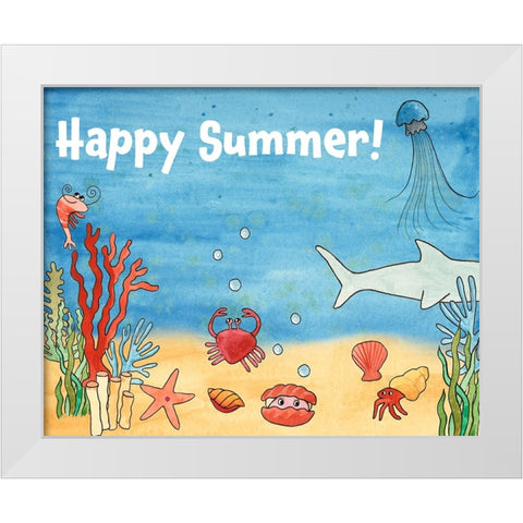 Cute Sea Creatures I White Modern Wood Framed Art Print by Longley, Alicia