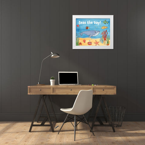 Cute Sea Creatures II White Modern Wood Framed Art Print by Longley, Alicia