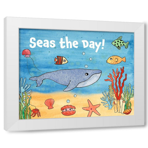 Cute Sea Creatures II White Modern Wood Framed Art Print by Longley, Alicia
