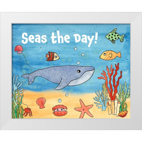 Cute Sea Creatures II White Modern Wood Framed Art Print by Longley, Alicia