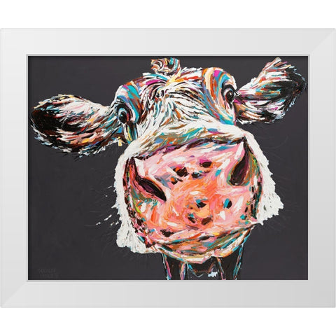 Custom Funny Cow I White Modern Wood Framed Art Print by Vitaletti, Carolee