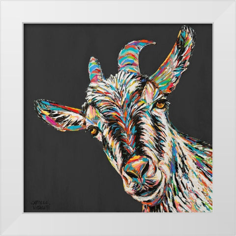 Custom Funny Goat I White Modern Wood Framed Art Print by Vitaletti, Carolee