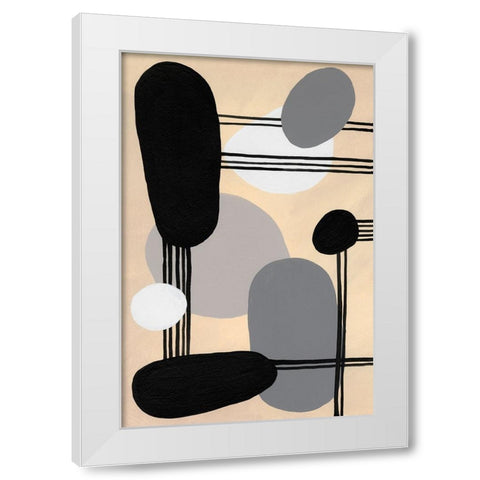 Interconnected Shapes I White Modern Wood Framed Art Print by Moore, Regina