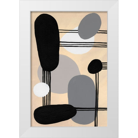 Interconnected Shapes I White Modern Wood Framed Art Print by Moore, Regina