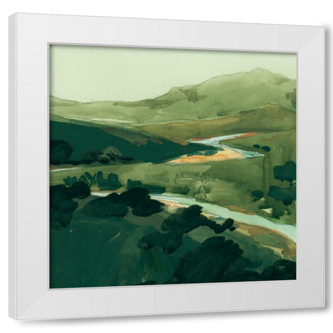Winding Green River II White Modern Wood Framed Art Print by Green, Jacob