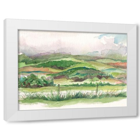 Bennachie Rain I White Modern Wood Framed Art Print by Marr, Laura