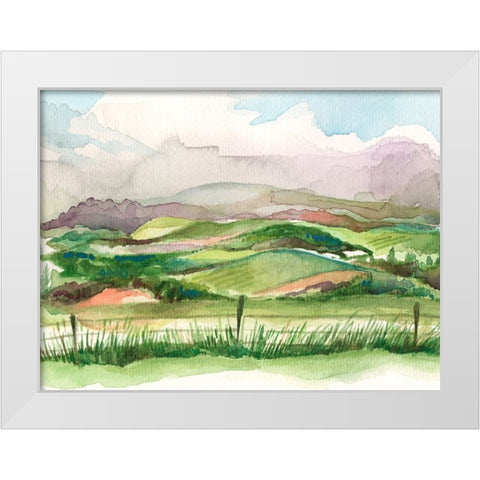 Bennachie Rain II White Modern Wood Framed Art Print by Marr, Laura