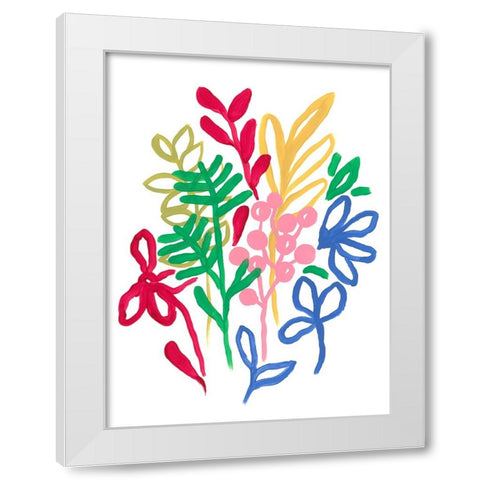 Bold Brushstroke Blooms II White Modern Wood Framed Art Print by Vess, June Erica