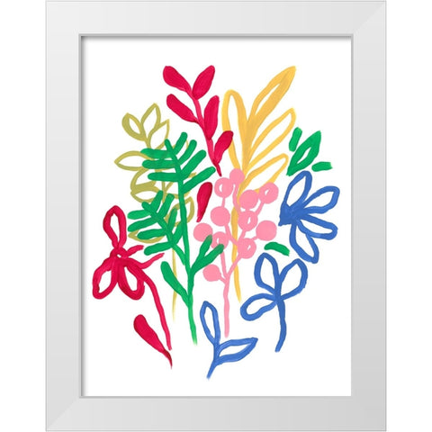 Bold Brushstroke Blooms II White Modern Wood Framed Art Print by Vess, June Erica