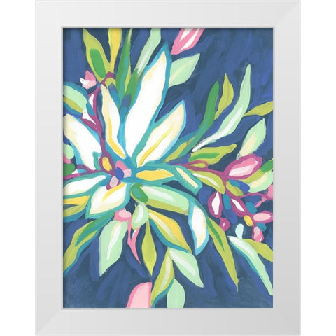 Blue Tropics I White Modern Wood Framed Art Print by Vess, June Erica