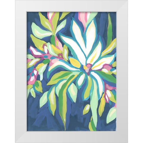 Blue Tropics IV White Modern Wood Framed Art Print by Vess, June Erica
