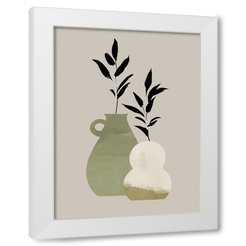 Simple Bud Vases II White Modern Wood Framed Art Print by Green, Jacob