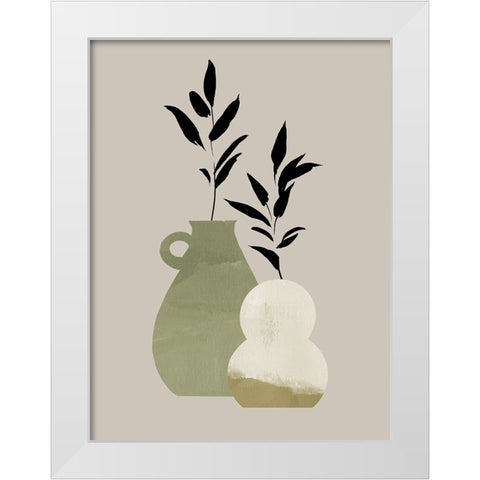 Simple Bud Vases II White Modern Wood Framed Art Print by Green, Jacob