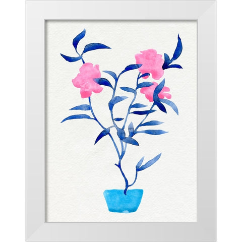 Hot Pink Hibiscus I White Modern Wood Framed Art Print by Green, Jacob