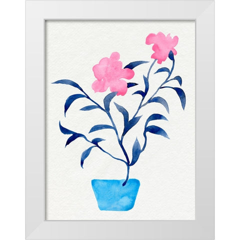 Hot Pink Hibiscus II White Modern Wood Framed Art Print by Green, Jacob