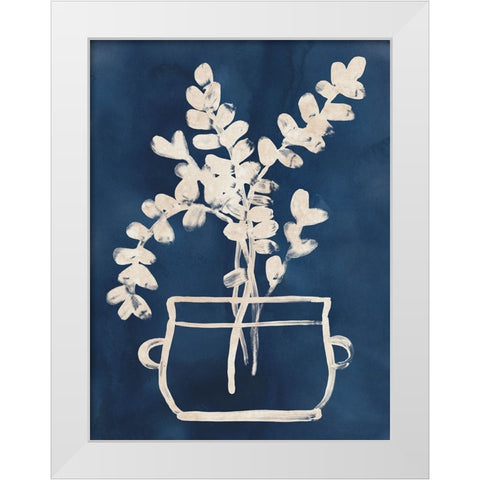 Vessel on Indigo I White Modern Wood Framed Art Print by Vess, June Erica