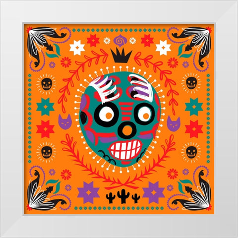 Lucha Libre III White Modern Wood Framed Art Print by Marr, Laura