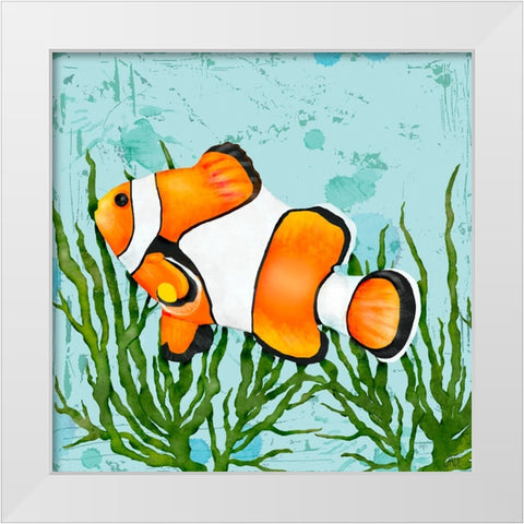 Tropical Fish in Seaweed I White Modern Wood Framed Art Print by Reynolds, Jade