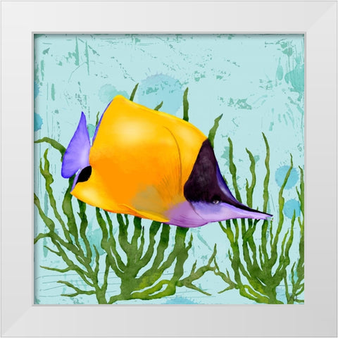 Tropical Fish in Seaweed II White Modern Wood Framed Art Print by Reynolds, Jade