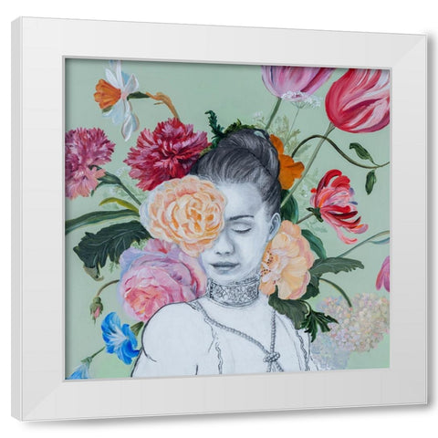 Portraits in Bloom I White Modern Wood Framed Art Print by Iafrate, Sandra