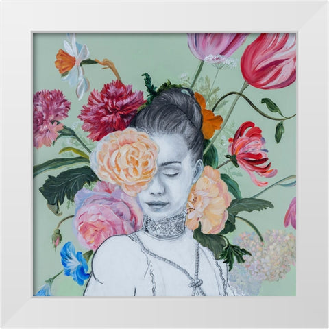 Portraits in Bloom I White Modern Wood Framed Art Print by Iafrate, Sandra