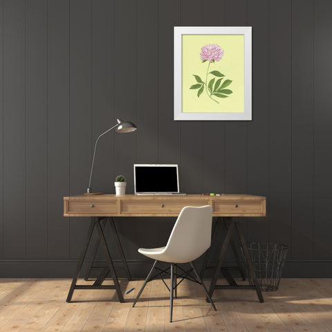 Peonies in Yellow I White Modern Wood Framed Art Print by Marr, Laura