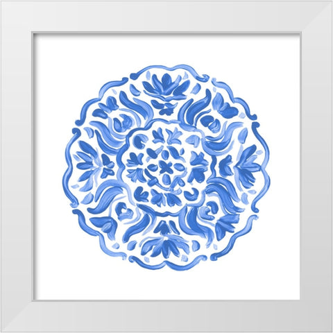 Porcelain Medallion II White Modern Wood Framed Art Print by Vess, June Erica