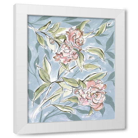 Faded Camellias I White Modern Wood Framed Art Print by Marr, Laura