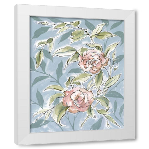 Faded Camellias II White Modern Wood Framed Art Print by Marr, Laura