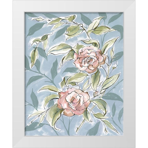 Faded Camellias II White Modern Wood Framed Art Print by Marr, Laura