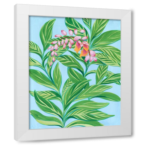 Tropical Shell Ginger I White Modern Wood Framed Art Print by Marr, Laura
