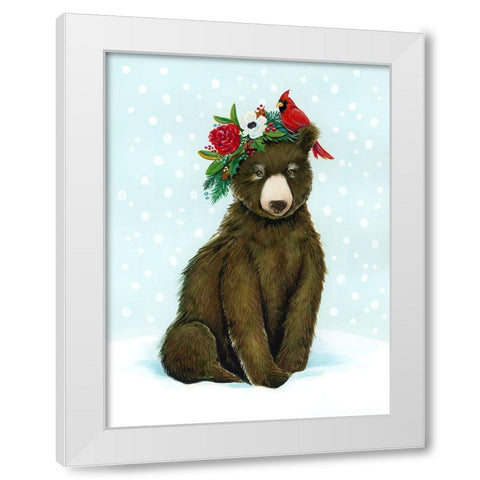 Winter Woodland Creatures with Cardinals I White Modern Wood Framed Art Print by Marr, Laura