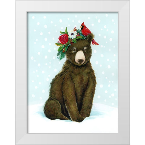 Winter Woodland Creatures with Cardinals I White Modern Wood Framed Art Print by Marr, Laura