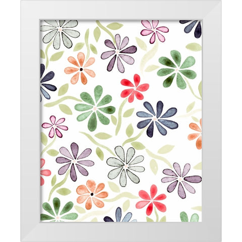 Faded Flowers I White Modern Wood Framed Art Print by Galapon, Nikki