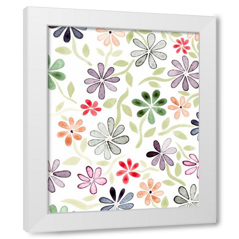 Faded Flowers II White Modern Wood Framed Art Print by Galapon, Nikki