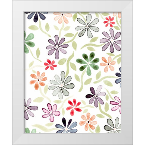 Faded Flowers II White Modern Wood Framed Art Print by Galapon, Nikki