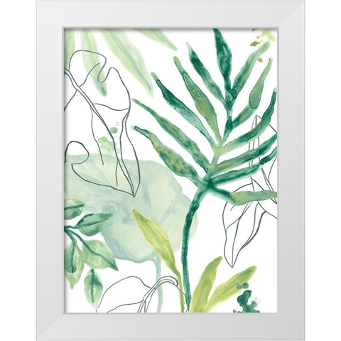 Tropical Palm Chorus III White Modern Wood Framed Art Print by Vess, June Erica