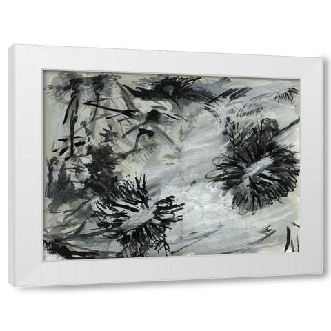 Black And White Chinois I White Modern Wood Framed Art Print by Cartissi