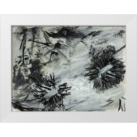 Black And White Chinois I White Modern Wood Framed Art Print by Cartissi