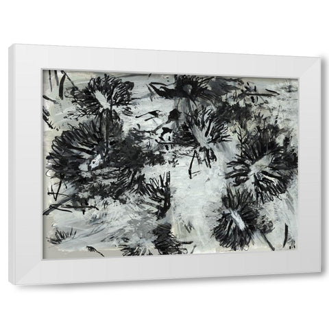 Black And White Chinois II White Modern Wood Framed Art Print by Cartissi
