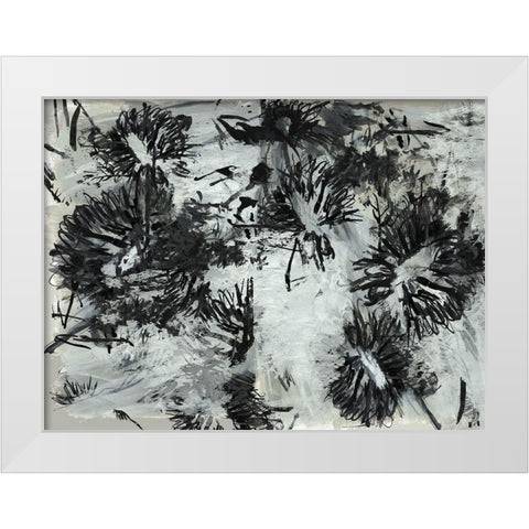 Black And White Chinois II White Modern Wood Framed Art Print by Cartissi