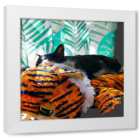 Sunning Kitties I White Modern Wood Framed Art Print by Kalina, Emily