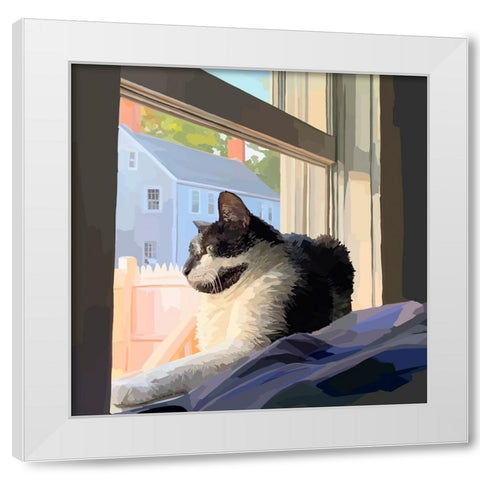 Sunning Kitties II White Modern Wood Framed Art Print by Kalina, Emily