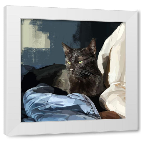 Sunning Kitties III White Modern Wood Framed Art Print by Kalina, Emily