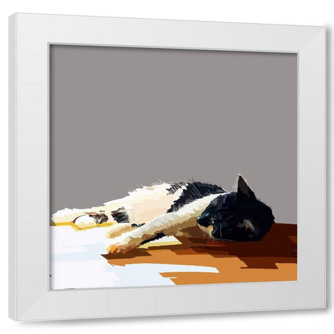 Sunning Kitties IV White Modern Wood Framed Art Print by Kalina, Emily