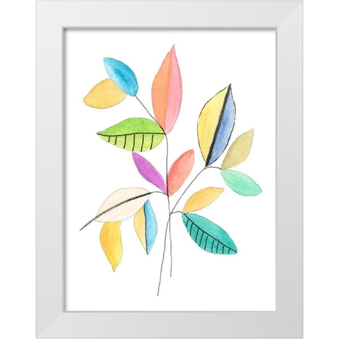 Color Pop Leaves I White Modern Wood Framed Art Print by Legner, Gayle Martin